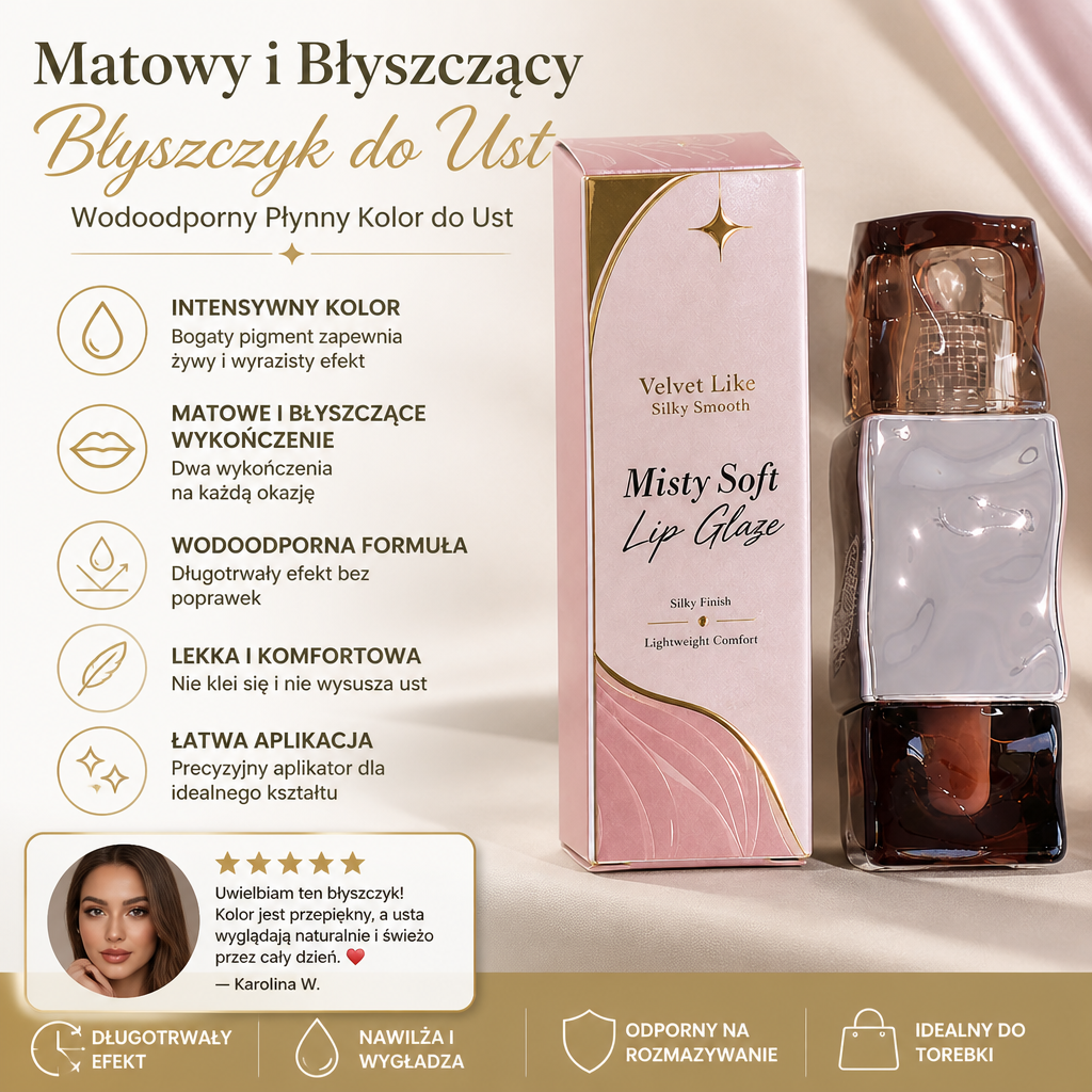 Matowy i Błyszczący Błyszczyk do Ust – Wodoodporny Płynny Kolor do Ust
