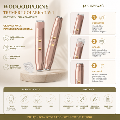Wodoodporny Elektryczny Trymer i Golarka 2 w 1 do Twarzy i Ciała dla Kobiet